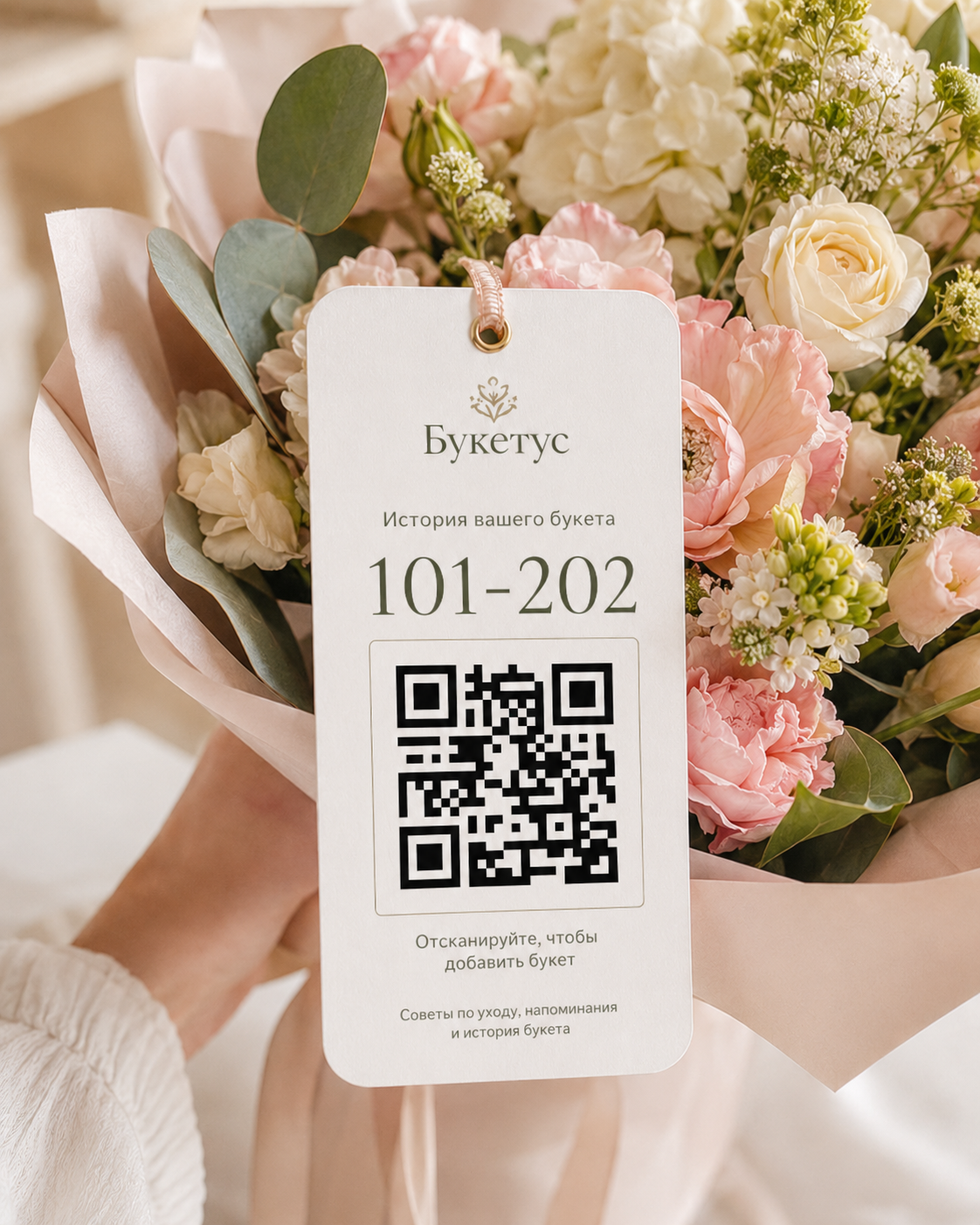 QR-этикетка на букете, вариант 2